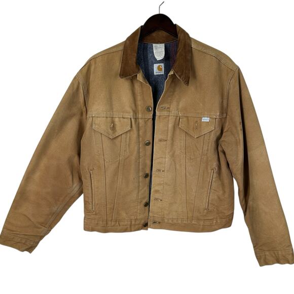 Vintage Carhartt Trucker Jacket Coat Mens Size 48 XL / XXL Blanket Lined Brown